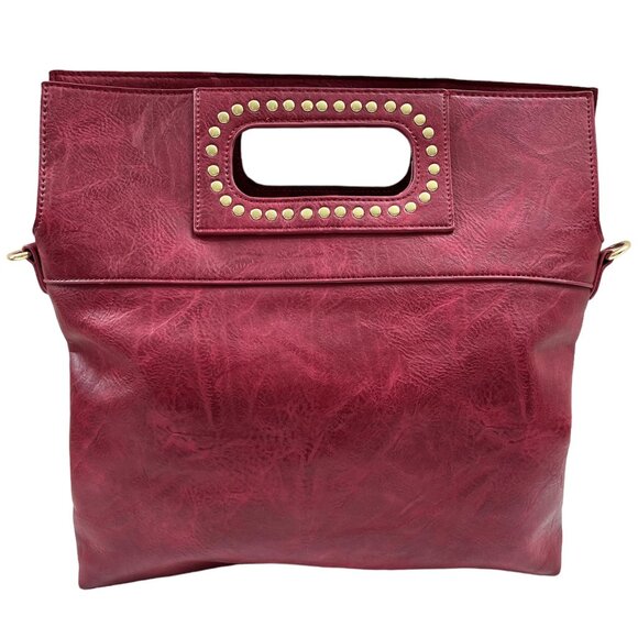 Vegan Tote / Red & Gold Studs / Crossbody Bag - NWOT - Picture 1 of 9
